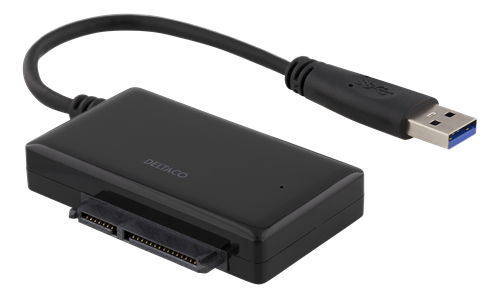 Deltaco USB 3.0 - SATA 6Gb/s sovitin, 2.5" kovalevylle, musta