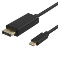 DELTACO USB-C - DisplayPort- kaapeli, 2 m, 4K, 3D, musta