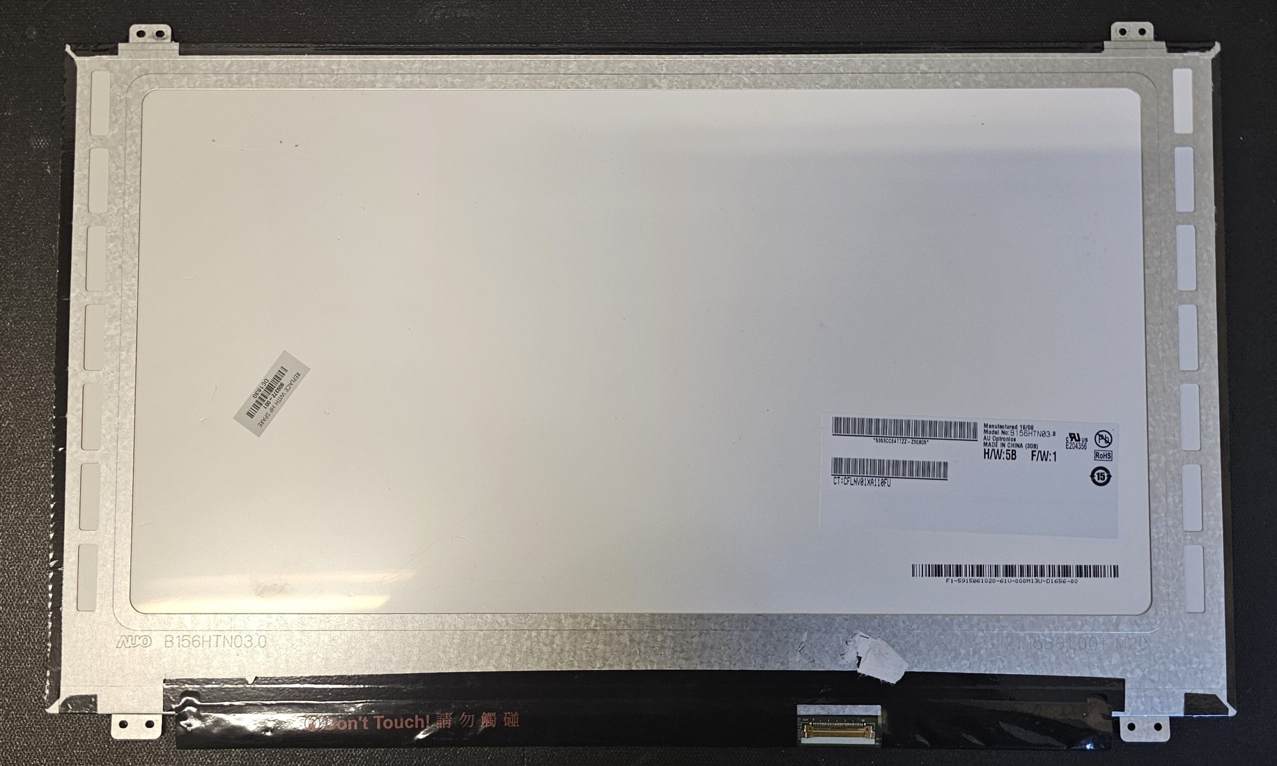 15.6" 1920x1080 B156HTN03.8 HW5B 60Hz 30-pin eDP TN BR Top & Bottom Brackets - Image 2